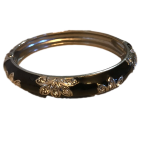 Black Bracelet with silver Rhinestones